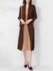 Vestido Falso de Dos Piezas Plegado Otoño Nueva Moda Elegante Suelto Talla Grande Vestido Cuello Color de Contraste Jersey Vestido Midi