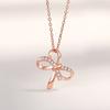 Nova colar de arco 925 prata esterlina ouro rosa micro incrustação clavícula cadeia pequena fresca ins jóias do vento atacado