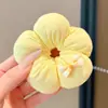 Elásticos de Cabelo com Flores Cor Creme para Crianças, Laços de Cabelo Fofos para Rabo de Cavalo para Meninas, Elásticos de Cabelo que Não Danificam, Elásticos para Coque