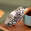 Produto de Prata Ético: Prata Pura 999 Estilo Étnico Novo Chinês Pulseira Esculpida à Mão Pulseira Retro Fada dos Sonhos Nove Raposas