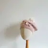 Gorro para bebé para otoño e invierno, boina de lana tejida cálida y a prueba de viento, sombrero de calabaza dulce con lazo para bebés niñas, moderno