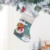 Nova Meia de Natal Média Saco de Presente de Doces de Natal Decoração com Marca de Madeira Meia de Natal Decoração Enfeites para Pendurar