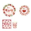 Amazon Tema Fiesta de Cereza Rosa Decoración Fiesta de Cumpleaños Niña Suministros Vajilla Desechable Plato de Papel Servilleta