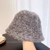 Sombrero de pescador de felpa, color liso, estilo retro, para mujer, perfecto para uso casual en invierno, sombrero de pescador de punto versátil, ideal para actividades al aire libre para mantenerte abrigada