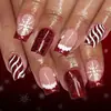 Manicure de Natal Adesivo para Unha Postiça Design de Floco de Neve Francês Clássico Quadrado Médio Unha Usável