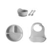 Juego de Plato de Cena de Cinco Piezas para Niños, Resistente a Caídas, Tazón de Comida Dividido para Bebés, Juego de Vajilla de Silicona, Resistente a Altas Temperaturas
