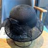 Sombrero de sol para mujer de mediana edad y ancianos, sombrero de sol de verano para mujer, sombrero de sol de encaje de moda, sombrero de cuenca de flores, sombrero de pescador de organza para primavera y otoño