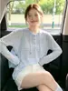 Camiseta de manga larga con capucha a rayas estilo coreano para mujer, prenda de abrigo de otoño con un diseño elegante, top holgado 13459