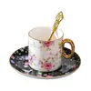 Conjunto de Café Luxuoso em Porcelana de Osso com Bordas Douradas, Estilo Pintura a Tinta Transfronteiriça, com Xícaras, Pires, Bule Grande, Conjunto para Chá da Tarde, Conjunto para Chá de Ervas e Conjunto para Água