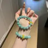 Pulsera de una sola hebra de Calcedonia Natural Multi-Tesoro Cristal de Siete Colores Flor de Resina Lapislázuli Amazonita Amatista Uva Tapa de Leche