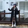 Gabardina negra, estilo largo para primavera y otoño, nueva colección 2026, estilo preppy, inspirada en Hepburn, de longitud media, corte holgado, adecuada para figuras petite
