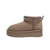 Botas de Nieve Integradas de Piel para Mujer 2025 Nuevas Impermeables de Caña Corta con Alza Interior Zapatos de Algodón Cálidos de Invierno Forrados de Lana Zapatos Tipo Pan