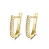 Brincos de Prata S925 Huasheng Jewelry Zircônia Brincos de Tarraxa em Formato de U Vazado Diamante Venda Direta da Fábrica Atacado
