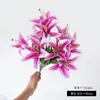 Lirio Artificial de 9 Cabezas al por Mayor Flores Decorativas para Bodas, Restaurante y Exhibición en Casa, Ramo de Lirios Fragantes de Pie Flores de Seda