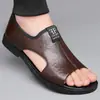 Sandálias Transfronteiriças Novo Estilo Sapatos de Praia Vazados Respiráveis Antiderrapantes Casuais ao Ar Livre Tamanho Extra Grande Sandálias de Couro Sapatos de Algodão Masculinos Estilo Masculino