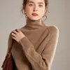 Suéter 100% cachemira pura, suéter de cuello alto grueso de 7 puntos para mujer, abrigo casual de invierno de cachemira completa con manga raglán, capa base de punto