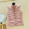Nuevo Chaleco de Algodón y Plumas para Mujer Otoño e Invierno Corto Casual Delgado Cuello Alto Chaqueta Gruesa sin Mangas Ropa Exterior Chaleco de Algodón