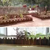 Valla de Madera Anticorrosiva Valla de Madera Maciza Carbonizada Valla Pequeña de Madera Decorativa para Exterior para Jardín de Flores de Patio, Huerto, Barandilla de Estacas de Madera