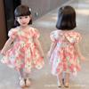 Vestido de niña, nuevo estilo de verano 2022, tendencia de moda para niñas, vestido de princesa informal floral para niñas pequeñas y medianas.