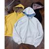 Cárdigan con Capucha Sudadera Holgada Estilo Coreano Simple Cuadros Bloques de Color Versátil Pareja Unisex Chaqueta de Otoño Moderna