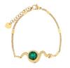 Collar y pulsera de acero inoxidable con diseño de explosión transfronteriza, serie de piedras verdes, chapado en oro, de titanio y perla de nicho, con circonitas.