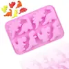 Jianmei em estoque criativo para assar 8 peças de molde de silicone de dinossauro para bolo mousse DIY molde de chocolate para crianças