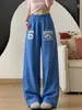 Pantalones Deportivos Sueltos Retro Americanos para Mujer Otoño Nuevo Estilo Perezoso Diseño de Estampado de Letras Sentido Casual