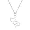Collar de plata de ley S999 con diseño de gatito, estilo coreano, con colgante de gato dulce, cadena de clavícula de plata de diseño simple.