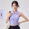 Colete feminino de alta qualidade, versátil, com zíper frontal completo e gola polo, disfarça os seios laterais, não precisa usar sutiã, colete de yoga com lapela e zíper