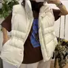 Roupas femininas, estilo Dongdaemun coreano, moda de alta qualidade, gola alta, cintura marcada, caimento solto, efeito emagrecedor, colete de algodão para mulheres