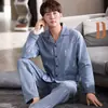 Pijama para Hombre de Manga Larga 100% Algodón Puro Primavera y Otoño Verano Hombre Algodón Puro Hombre Delgado Joven de Mediana Edad Otoño e Invierno Ropa para el Hogar