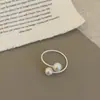 Anillo delgado multicapa con sentido del diseño, anillo de perlas, personalidad femenina, único, nicho, exquisito, moda, para el trabajo, pendientes versátiles, pendientes