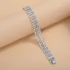 Moda Europea y Americana Exquisito Elegante Pulsera Joyería Cobre Chapado en Oro Doble Fila Diamante Pulsera para Mujer Regalo para Novia o Mejor Amiga