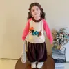 Suéter grosso para meninas para outono e inverno de 2025, novo suéter de tricô estiloso para crianças, roupa de inverno, blusa de desenho animado para bebês meninas