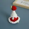 Chapéu Colorido Doce de Princesa Pequeno Adorno de Cabeça, Chapéu de Crochê de Lã Grampo de Cabelo, Adorno de Cabeça Feito à Mão Produto Acabado