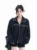 Otoño 2025 Nueva Chaqueta de Mezclilla Suelta Versátil con Cuentas Pesadas y Pedrería Estilo Biker Bf para Mujer Tendencia
