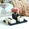 Caja de Pañuelos para Sala de Estar Estilo Mesa de Centro Juego de Cajas de Pañuelos Domésticas Caja de Almacenamiento para Controles Remotos Estilo Crema Adornos Antiguos