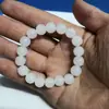 Pulsera de Jade Blanco 8mm10mm12mm Pulsera de Jade Hetian de Xinjiang Imitación Pulsera de Círculo Único Regalo en Vivo Jade Blanco