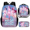 Mochila Rosa con Puntadas de Impresión Digital Mochila Transfronteriza de Dibujos Animados Mochila para Escuela Primaria Ligera de Gran Capacidad