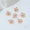 Preserva el Color Oro Real de 14 Quilates Flor de Melocotón Brillante Flor de Cinco Pétalos Colgante Material para Pulsera, Collar, Pendientes Hechos a Mano DIY