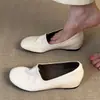 Edição Lan Gui~ Sapatos Femininos Simples Slip-On de Couro Genuíno com Bico Redondo e Aumento Interno de Altura, Mocassins, Sapatos Pequenos de Couro