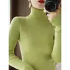 Nuevo Suéter de Cachemira Otoño Suéter de Cuello Alto para Mujer Suéter Base de Punto Delgado Acanalado Grueso para Mujer