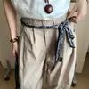 Cinturón Tejido de Diseño Étnico para Mujer, Nuevo Pañuelo de Seda Estampado, Decoración de Cintura con Cuentas, Cuerda de Cintura Versátil de Nicho