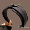 Faixa de cabeça de alta qualidade estilo coreano com aba larga, faixa de cabelo de tricô para outono e inverno, presilha para franja da testa, acessório de cabelo estilo vintage