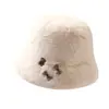 Chapéu de Pescador de Pelúcia Inverno Novo Estilo Coreano com Decoração de Laço para Mulheres Adultas, Chapéu Balde Versátil Quente Espessado