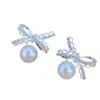 Diseño Elegante, Concepto de Moda, Collar de Perlas Color Sirena con Forma de Lazo, Regalo para Pareja, Aretes en Stock