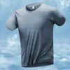 Explosiones de Verano Transfronterizo Empuje Principal Tres Barras Camiseta Deportiva de Manga Corta para Hombre Ultradelgada Transpirable Holgada Casual