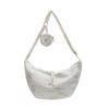 Bolsa Transversal de Lona Popular de Verão Feminina 2025 Nova Versátil Estilosa Bolsa de Ombro Grande Capacidade Bolsa Dumpling