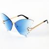 Tendencia europea y americana personalidad divertida fiesta gafas de sol coloridas sin montura recorte forma de mariposa gafas de comercio exterior transfronterizo