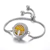 Pulsera de Acero Titanio Incrustada con Diamantes de Alta Calidad Europea y Americana, Aromaterapia, Pulsera de Aceites Esenciales Abrible, Pulsera de Perfume Ajustable Árbol de la Vida Europea y Americana